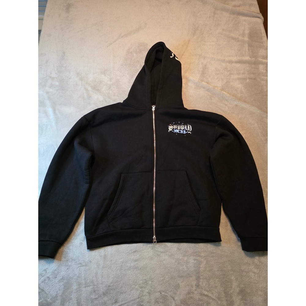 Supply & Demand Full Zip Hoodie Mens Medium Black Graphic Gothic Logo NYC